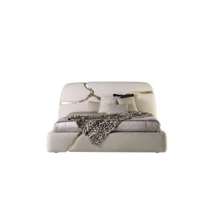 Buy cheap Lapiaz King Upholstered Platform Bed Inlaid Gold Stainless Steel from wholesalers
