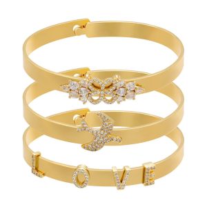 Buy cheap Letter 18K Gold Bangle Personalized Name Bracelets Gold Plated OEM ODM from wholesalers