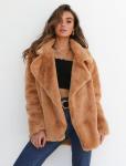 Buy cheap Clothing Production Feminine Plush Lapel Wool Coat 100% Polyetser S-3XL For Winter from wholesalers