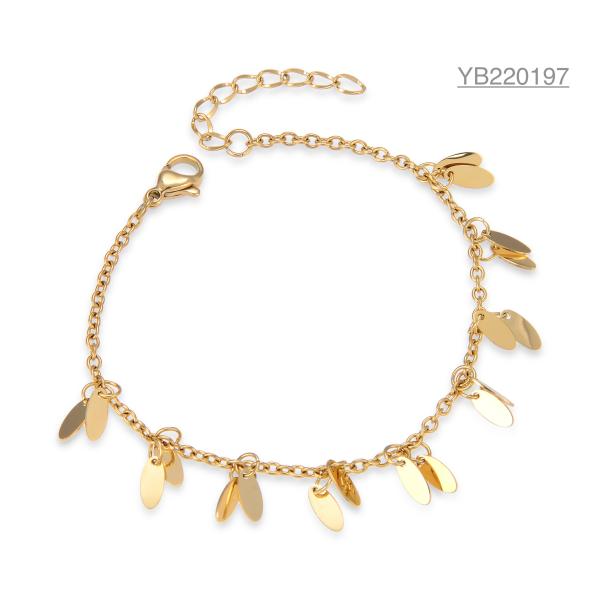 Quality 16cm Chain Style Gold Rhinestone Bracelet With 4cm Extension Chain for sale