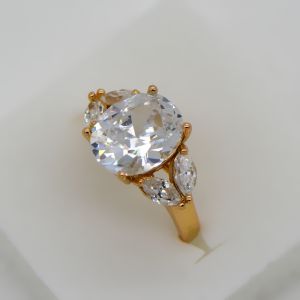 Buy cheap New trendy AAA+ Swiss Cubic Luxury Zircon crystal ring 18k gold plating jewelry gift from wholesalers