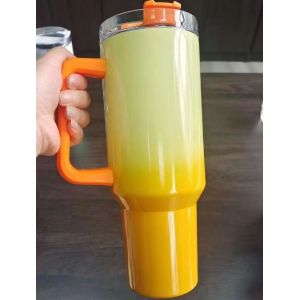 40oz Blank Glitter Sublimation Tumbler With Gradient Rainbow Paint Custom