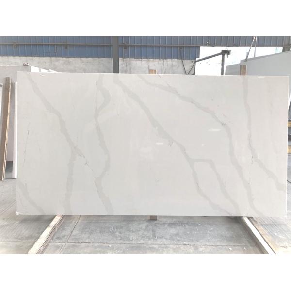 Buy cheap White Gold Artificial Calacatta Quartz Stone Table Top Slab For Kitchen Counter Top from wholesalers