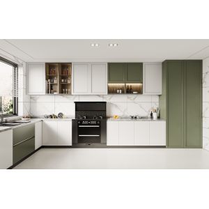 Buy cheap Melamine PVC Kitchen Cabinets Modern Small Space Solutions With Handles from wholesalers