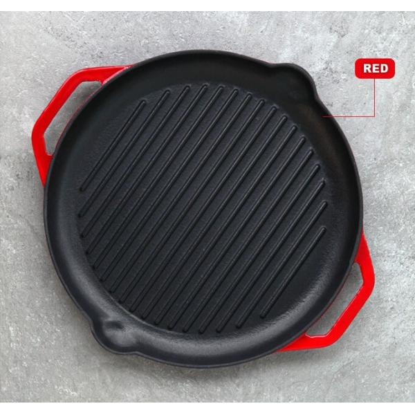 Enamel Round Cast Iron Grill Pan
