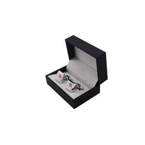 Buy cheap Black Leatherette Gifts Packing Boxes Cufflink Boxes Packaging With Elastic product