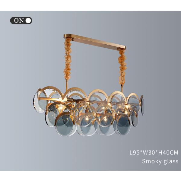 Modern chandeliers for living room home decor rectang smoke gray glass Blue Chandelier(WH-MI-312)