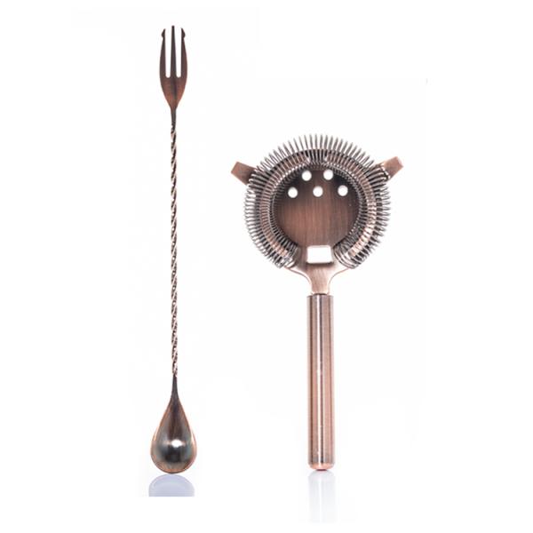 Stainless Steel Cocktail Kit Shaker Mixer Drink Bartender Antique Copper Barware Set