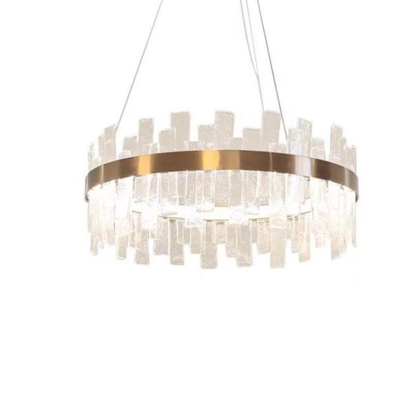 Buy cheap Iron LED Strip Residential Glass Pendant Light Yellow Bronze Color from wholesalers