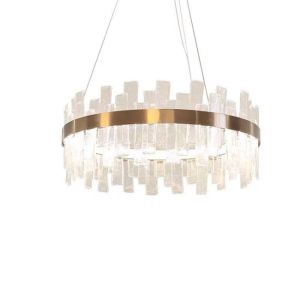 Buy cheap Iron LED Strip Residential Glass Pendant Light Yellow Bronze Color from wholesalers