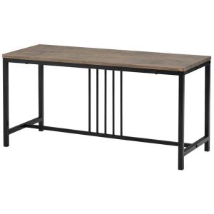 43.3“L Wooden Dining Room Table And Chair Set With 1 Bench 2 Stools