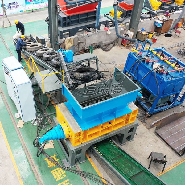 Quality Double Shaft Waste Tire Shredder with 380V/50HZ Power 12 Months Warranty and 2200kg Weight for Efficient Tire Recycling for sale
