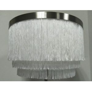 Buy cheap White 3 Layer Tassel Fringe Lampshade With Chrome Trim Large Drum Design from wholesalers