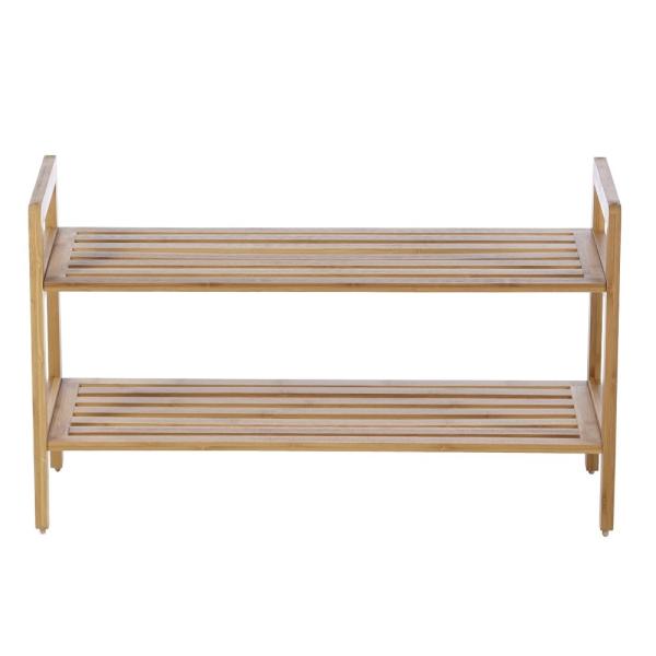Quality Fashionable Rectangular 2 Tier Bamboo Shoe Rack Household Essentials for sale