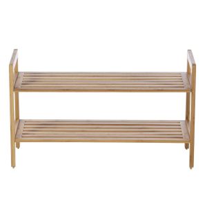 Buy cheap Fashionable Rectangular 2 Tier Bamboo Shoe Rack Household Essentials from wholesalers