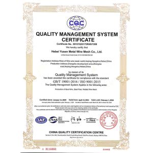 Hebei Yusen Metal Wire Mesh Co.,Ltd. Certifications