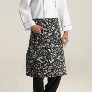 Buy cheap Custom TC Polycotton Half Waist Apron White And Black With 2 Pockets from wholesalers
