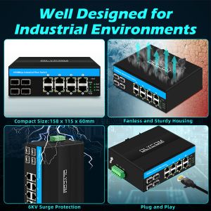 Buy cheap 8 port gigabit poe switch industrial ethernet switch 4SFP+8RJ45 DC48V Dual power input from wholesalers