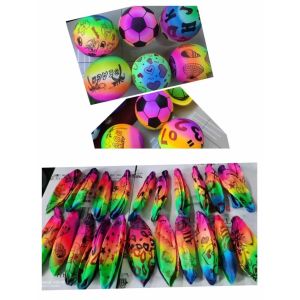 Adult Play and Fun Bouncing 9 Inch PVC Beach Ball with Novelty Rainbow Design