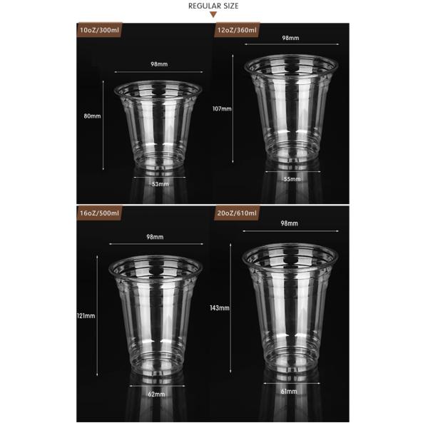Degradable Custom Logo 12oz Clear PLA Cups ASTM D6400 EN13432 Certificated