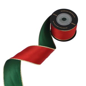 Latticed Sequin Ribbon Merry Christmas Wired Edge Ribbon 2 1/2 Inch For