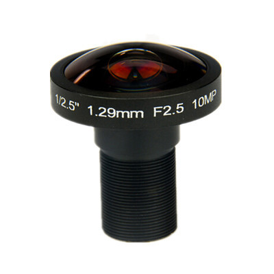 Quality 1/2.5" 1.29mm 10Megapixel M12x0.5 mount 185degree Fisheye Lens, 4K fisheye lens for 360VR for sale