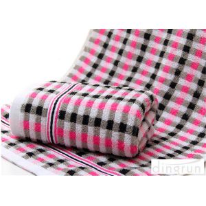 Grid Dobby Face Wash Towel 100% Cotton For Hotel / Home DR-FT-07