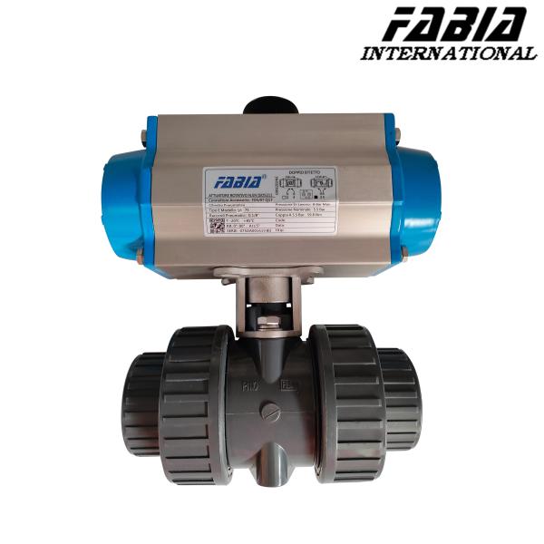 Buy cheap Pneumatic Double Command Ball Valve with PVC Body from wholesalers