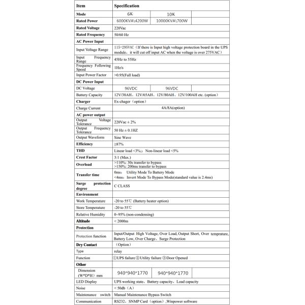 Traffic Light 6KVA Uninterruptible Power Supply UPS Outdoor Pure Sine Wave