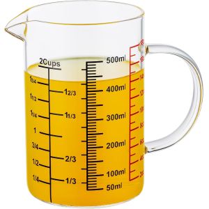 Glass Measuring Cup-[Insulated Handle | V-Shaped Spout]-Made Of High Borosilicat