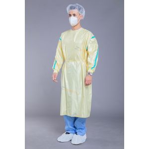 EO Disinfecting Washable Yellow Stripe Reusable Isolation Gown