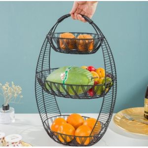 China Chrome Plating 47.5cm Height 3 Tier Wire Vegetable Rack on sale