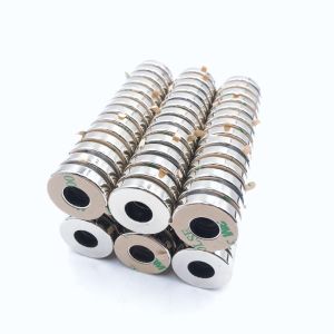 Buy cheap N48 Sintered Neodymium Ring Magnet With Adhesive Silver Coating from wholesalers