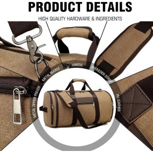 58L Brown Convenient Carry On Expandable Mens Weekender Travel Bag with Shoes