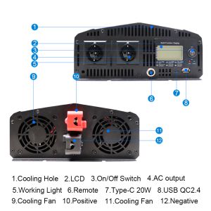 Buy cheap  EU Plug 3KW 24V 220V Pure Sine Wave Off-Grid Solar Power Inverter from wholesalers