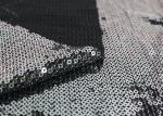 Embroidered Mesh Lace Fabric With Silver Sequin , Bridal Lace Fabric By The Yard