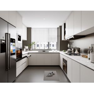 Buy cheap Modern Wood Grain Stone Surface Melamine Customized MDF Kitchen Cabinetry from wholesalers