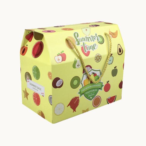 Collapsible Fruit Corrugated Cardboard Box With Handle Portable