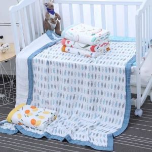Extra Large Muslin Baby Blankets Breathable Bamboo Cotton Seersucker