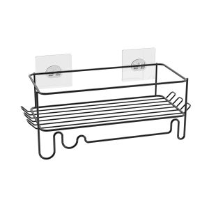 Single Tier Metal Bathroom Shower Caddy Towel Storage Shelf Bolt Inserting Type