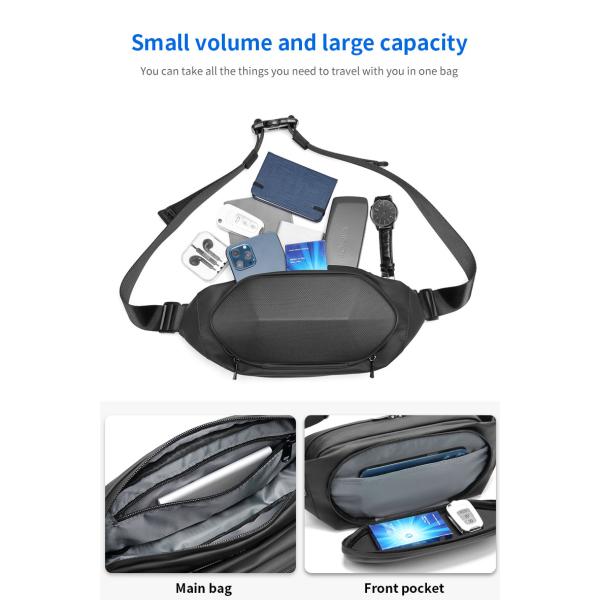 Casual Polyster Anti Theft Waist Bag Slash Proof Waist Pack 30*16*11cm