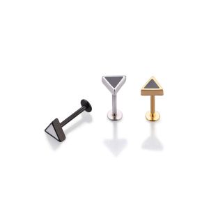 Custom single lip ring piercing jewelry triangular shape lip ring for women and