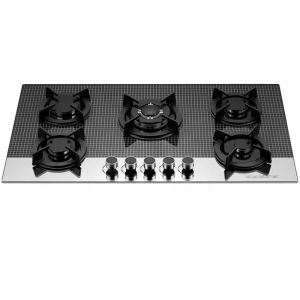 Buy cheap Electronic Ignition Built In Gas Hob 5 Burners With Heavy Duty Cast Iron Pan Support Panel Glass from wholesalers