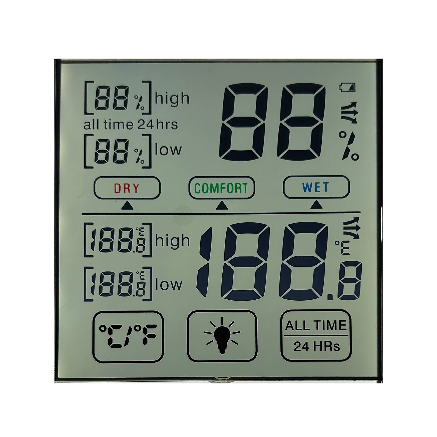 Buy cheap HTN Segment Code LCD White Blacklight Indoor Hygrograph Customizable Display from wholesalers