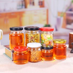 Buy cheap Lead Free Seal Label Glass Honey Jar With Tin Lid Food Grade Round Shape from wholesalers