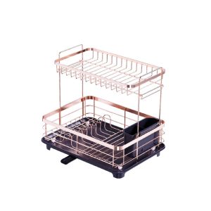 Buy cheap 2 Tier Compact Dish Drainer Rack Board With Chrome Plating Wire For Kitchen Organization from wholesalers