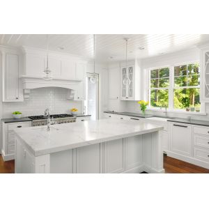 Buy cheap High Glass White Color Calacatta Quartz Stone With Nsf Sgs For Kitchen Top from wholesalers