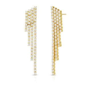 Buy cheap 18K Gold Plated Cubic Zircon Tassel Brass Earrings from wholesalers