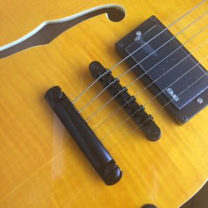 Buy cheap Hollow body jazz guitar,Flame Maple Top,Ebony Fingerboard,double F holes jazz electric guitar from wholesalers