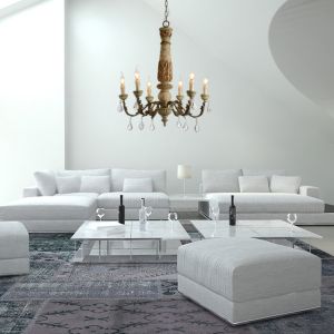 Reclaimed wood pendant light with crystal (WH-CI-34)